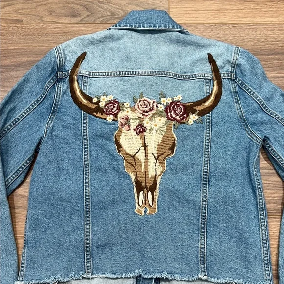 Driftwood Mesa Rosa Stretch Denim Jacket Embroidered Size XS - Picture 11 of 14